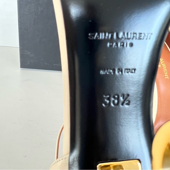 SAINT LAURENT Opyum Beige Leather Ankle Strap Open Toe Heel Sandals Sz 38.5 NWT - Picture 10 of 12